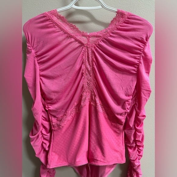 NEW Free People Intimately Forever Young Lace & Mesh Hot Pink Bodysuit Women’s M - Picture 12 of 12